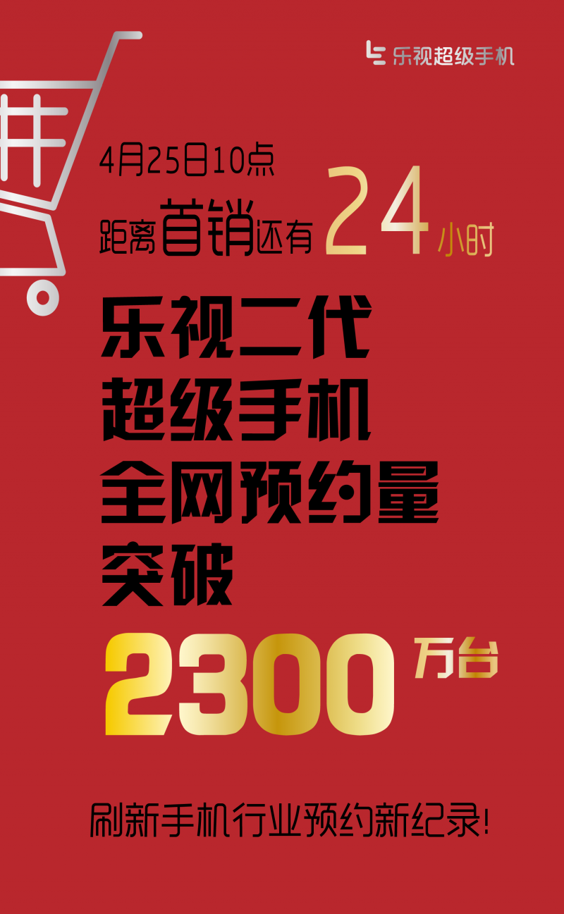 2300萬，第二代樂視超級手機(jī)創(chuàng)行業(yè)預(yù)約新紀(jì)錄