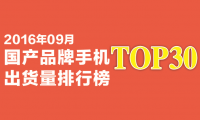2016年9月品牌手機(jī)出貨量排行榜