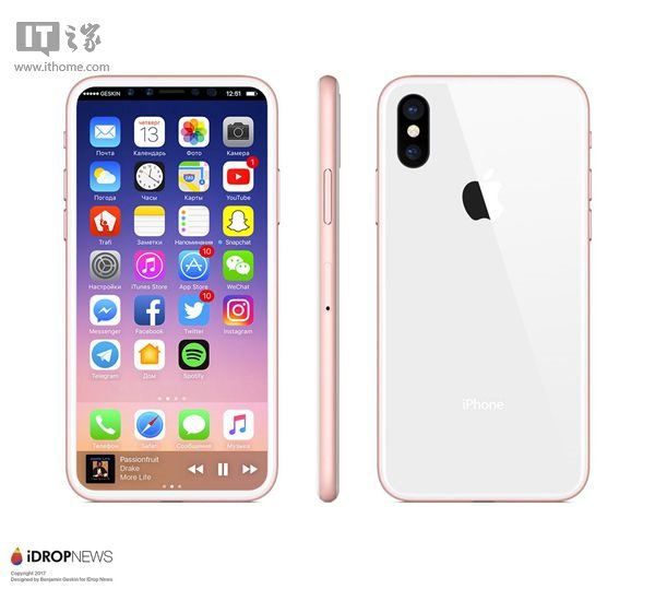 蘋果iPhone 8玫瑰金渲染圖賞:全面屏邊緣大有玄機(jī)