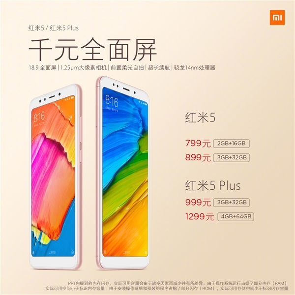 小米發(fā)布全面屏新機(jī)紅米5、5 Plus