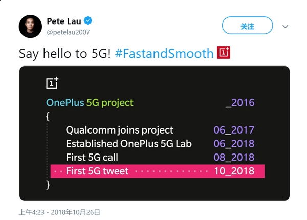5G時(shí)代要來了 劉作虎首次用5G網(wǎng)絡(luò)發(fā)布推文