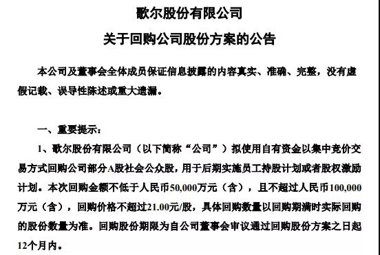 歌爾股份股價翻2.5倍的背后:回購股份被疑為配合大股東減持套現(xiàn)