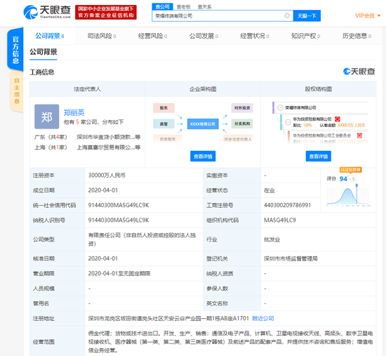 華為成立榮耀終端新公司:注資3億元 余承東任董事長(cháng)